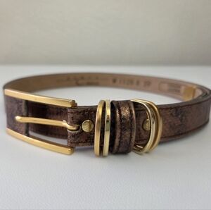 VTG Debra C Beverly Hills Bronze and Gold Genuine Leather Belt
